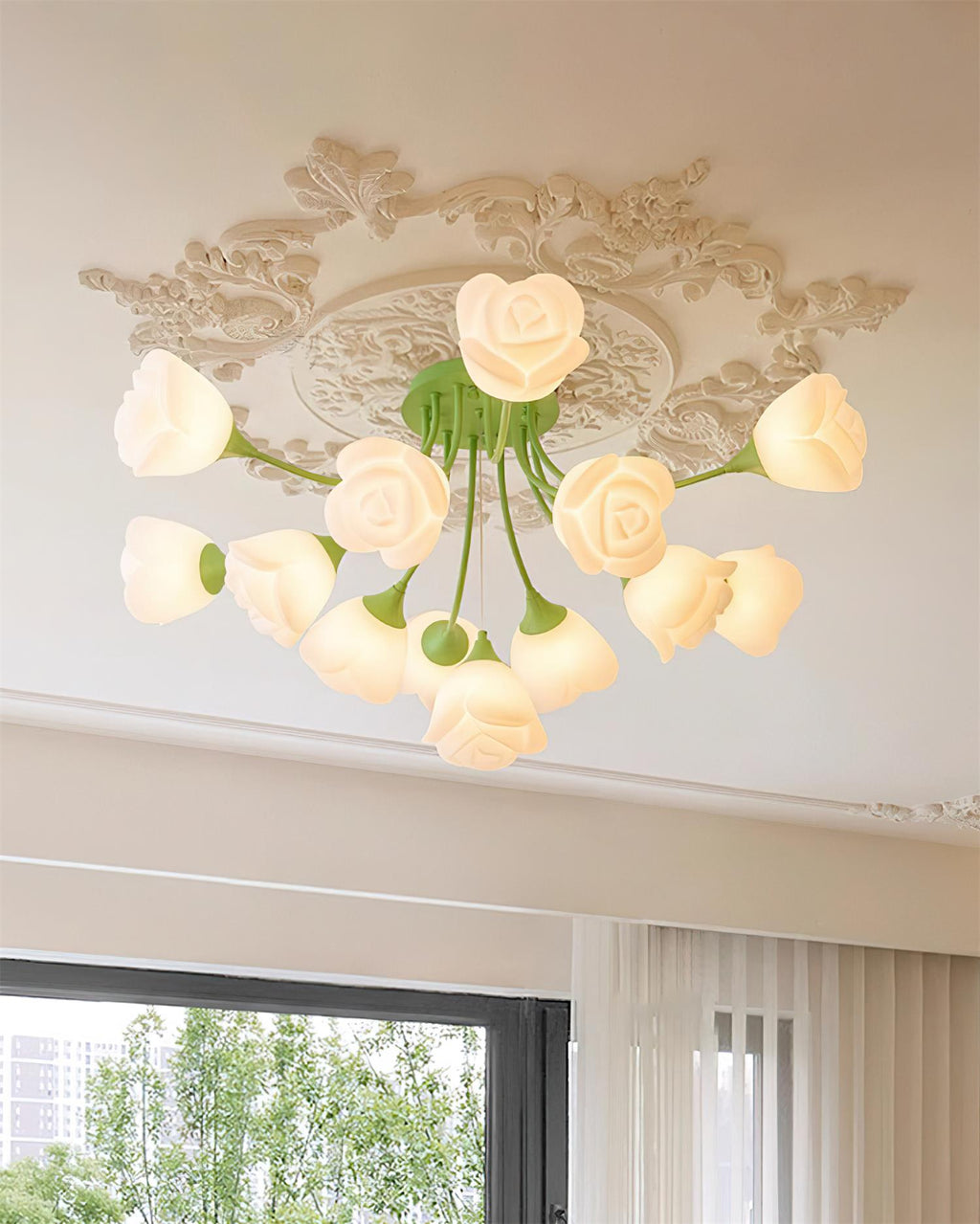 Rose Plafonnier Florale Abat-jour Romantique Lueur - Neutralighting