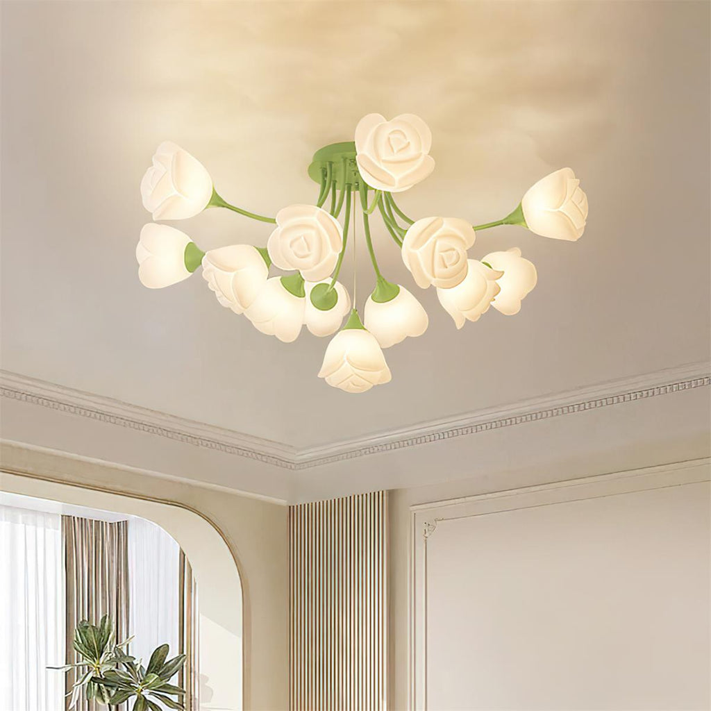 Rose Plafonnier Florale Abat-jour Romantique Lueur - Neutralighting