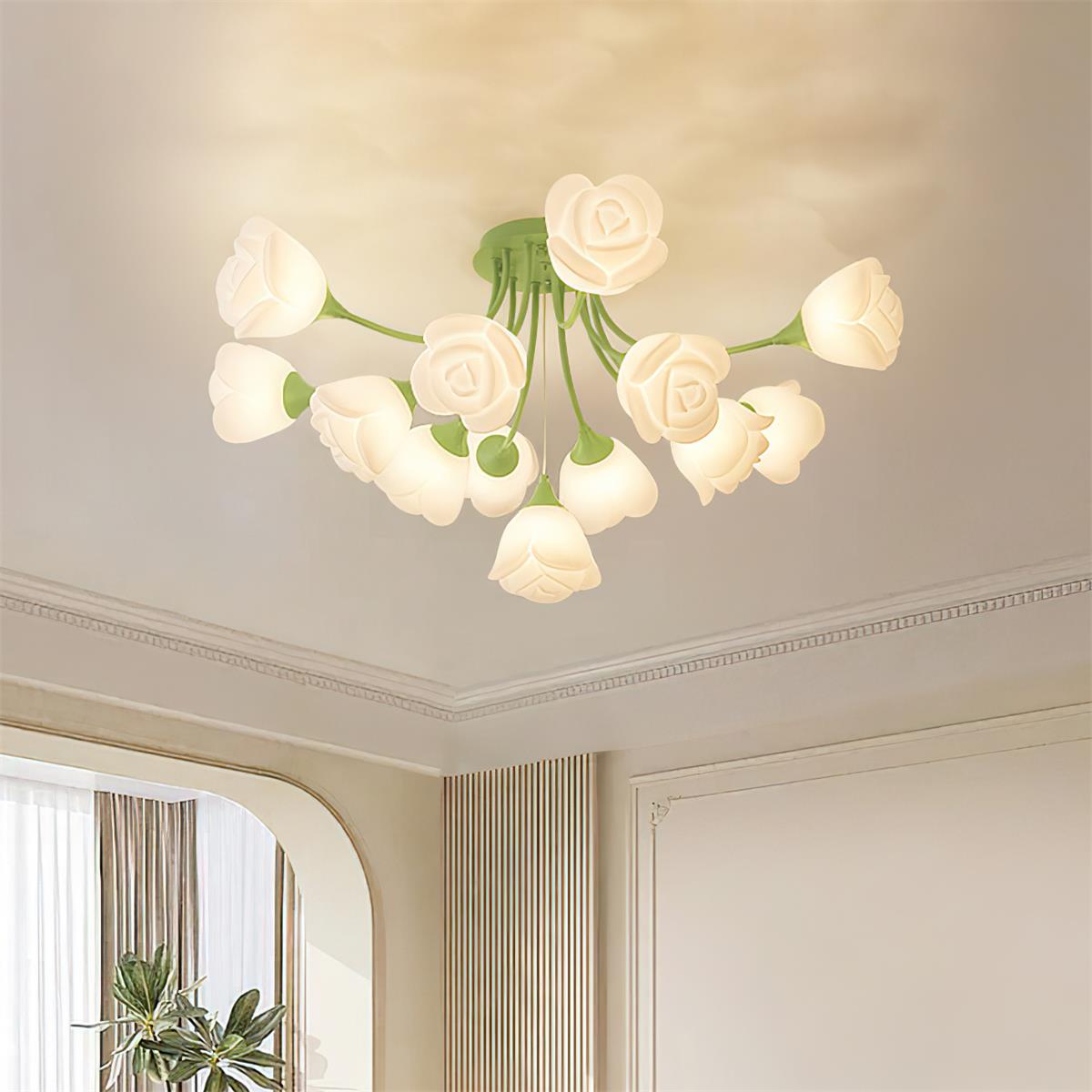 Rose Plafonnier Florale Abat-jour Romantique Lueur - Neutralighting