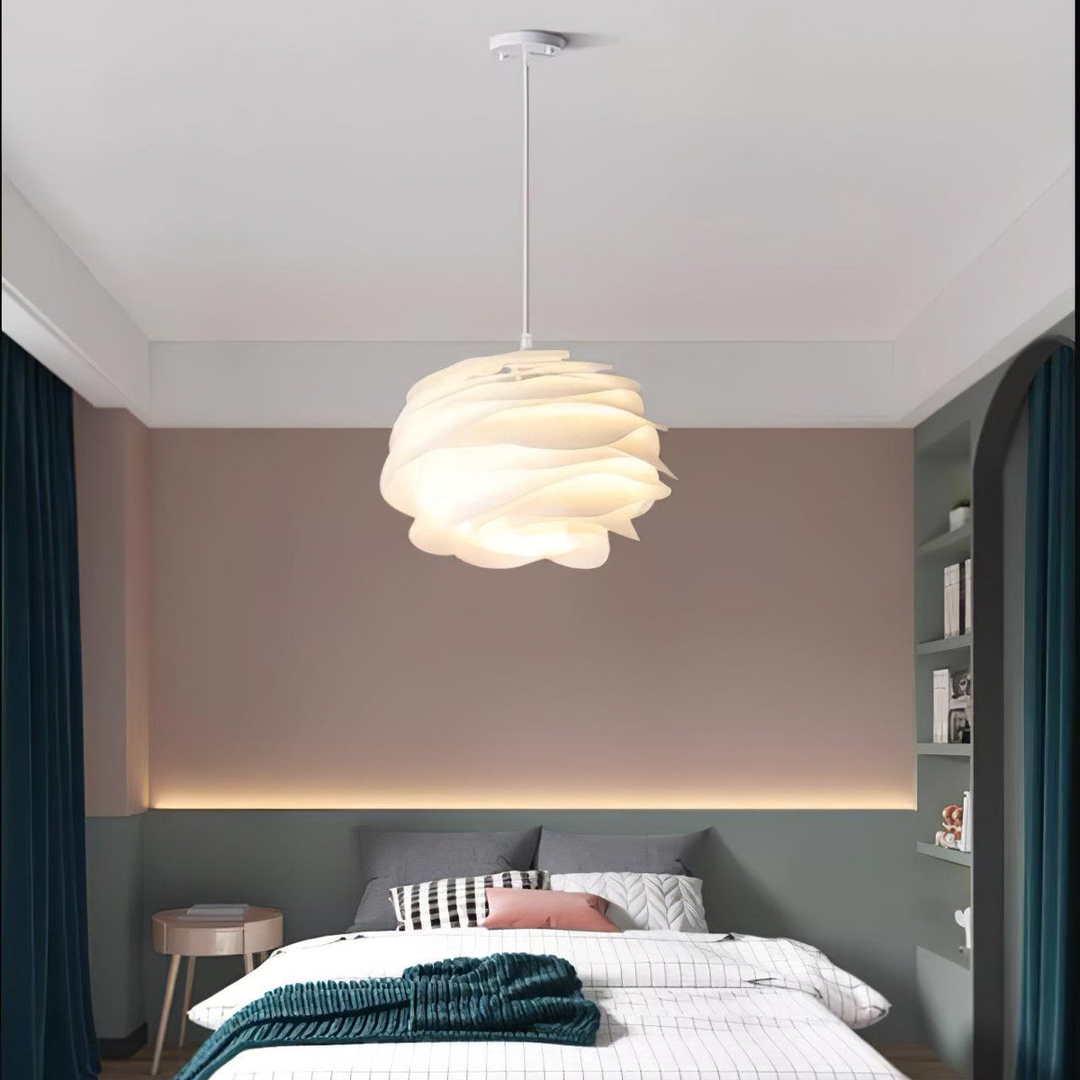 Solara Lampe suspendue en PVC motif rose floral superposé romantique - Neutralighting