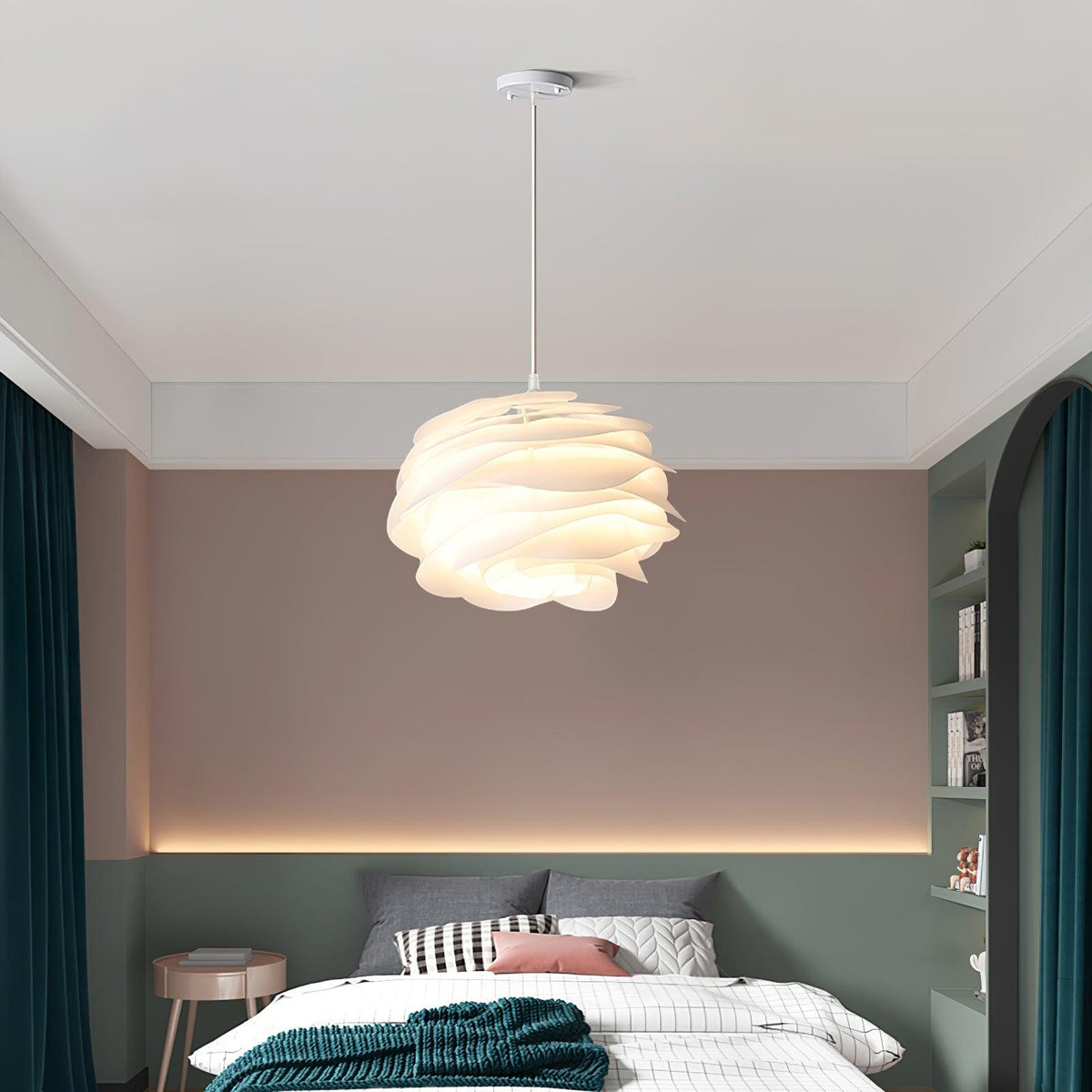 Solara Lampe suspendue en PVC motif rose floral superposé romantique - Neutralighting