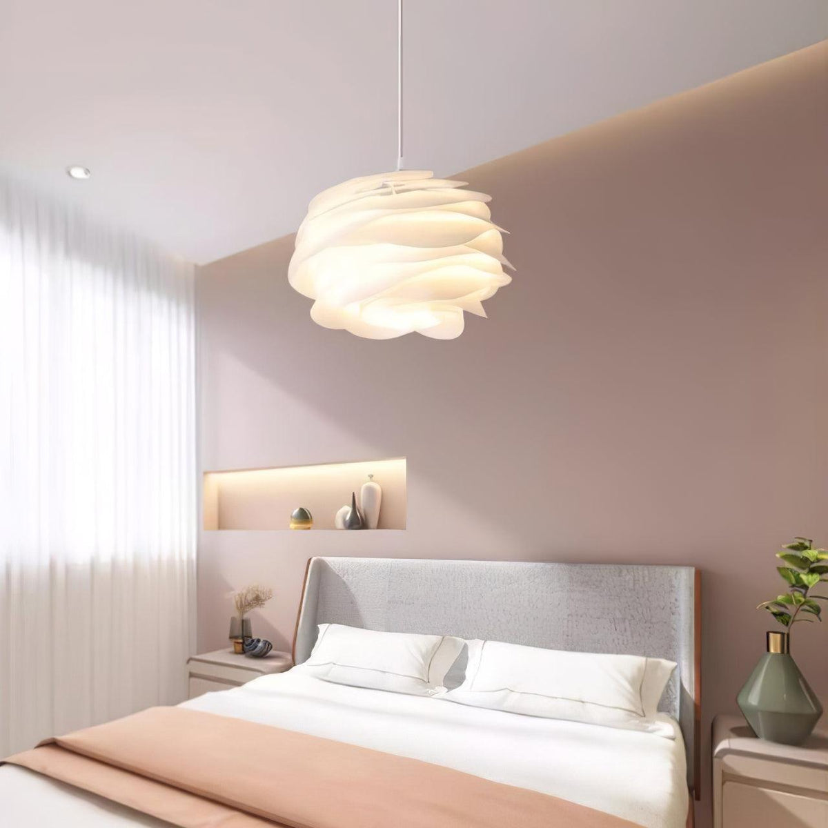 Solara Lampe suspendue en PVC motif rose floral superposé romantique - Neutralighting