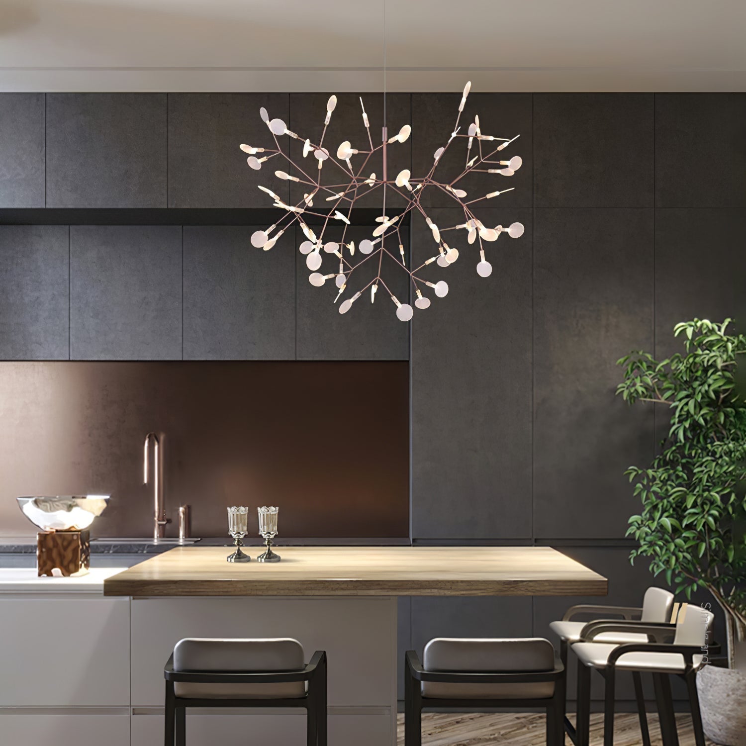 Lustra Chandelier Rose Gold Firefly LED Branch - Neutralighting