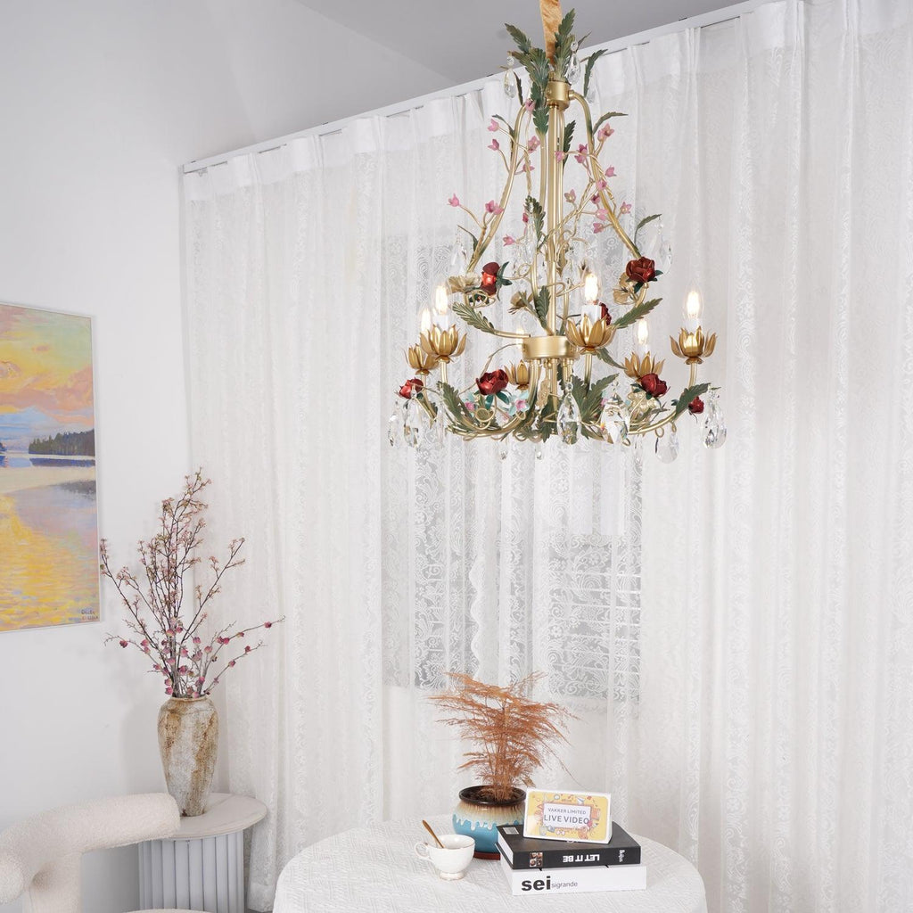 Lustra Lustre Laiton Florale Rose Cristal Bougie - Neutralighting