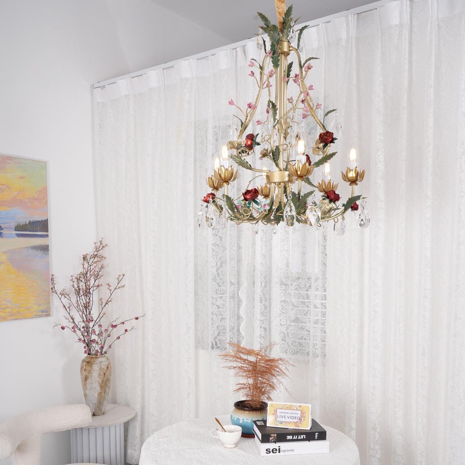 Lustra Lustre Laiton Florale Rose Cristal Bougie - Neutralighting