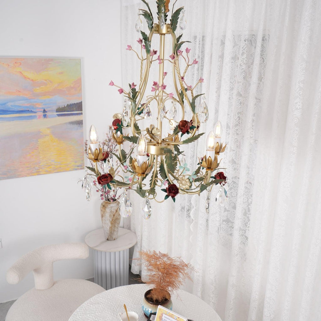 Lustra Lustre Laiton Florale Rose Cristal Bougie - Neutralighting
