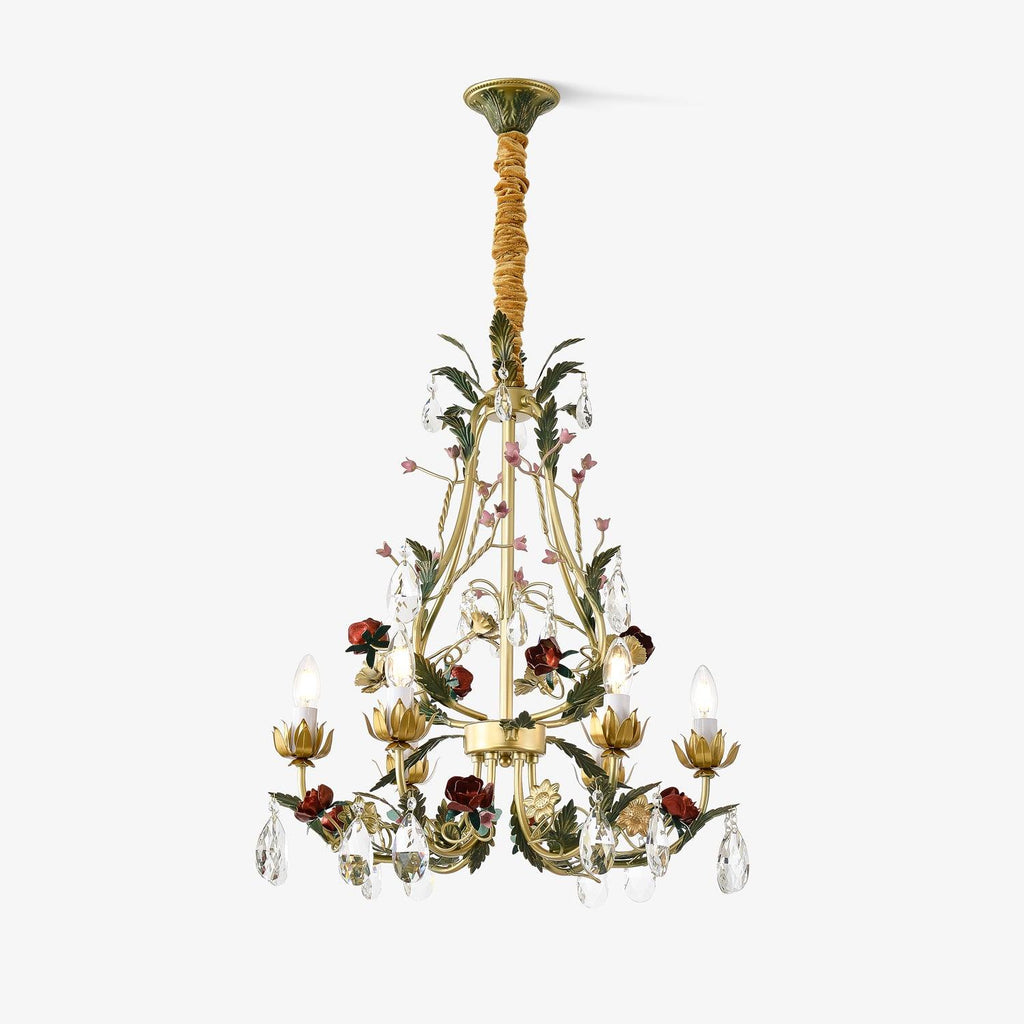 Lustra Lustre Laiton Florale Rose Cristal Bougie - Neutralighting
