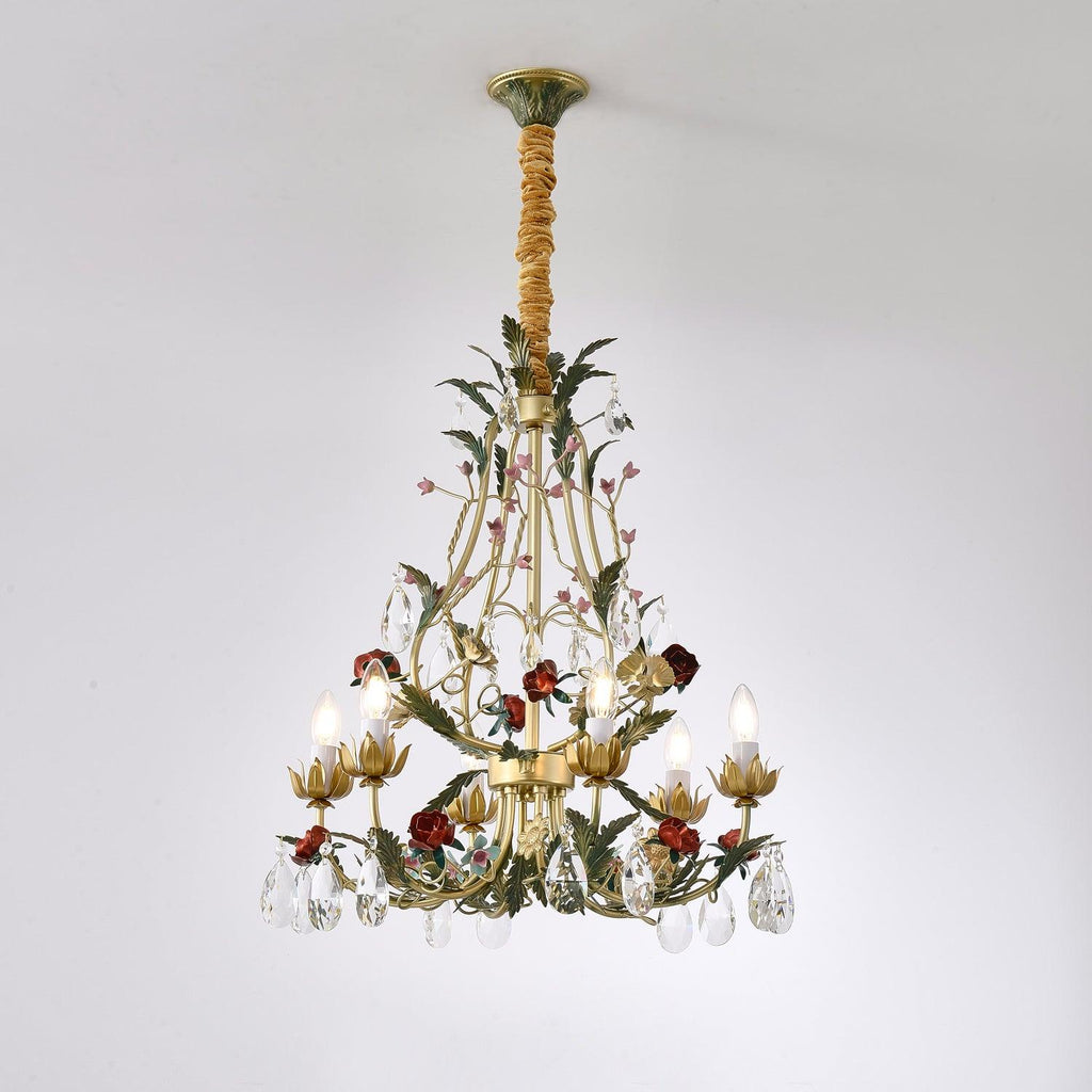 Lustra Lustre Laiton Florale Rose Cristal Bougie - Neutralighting