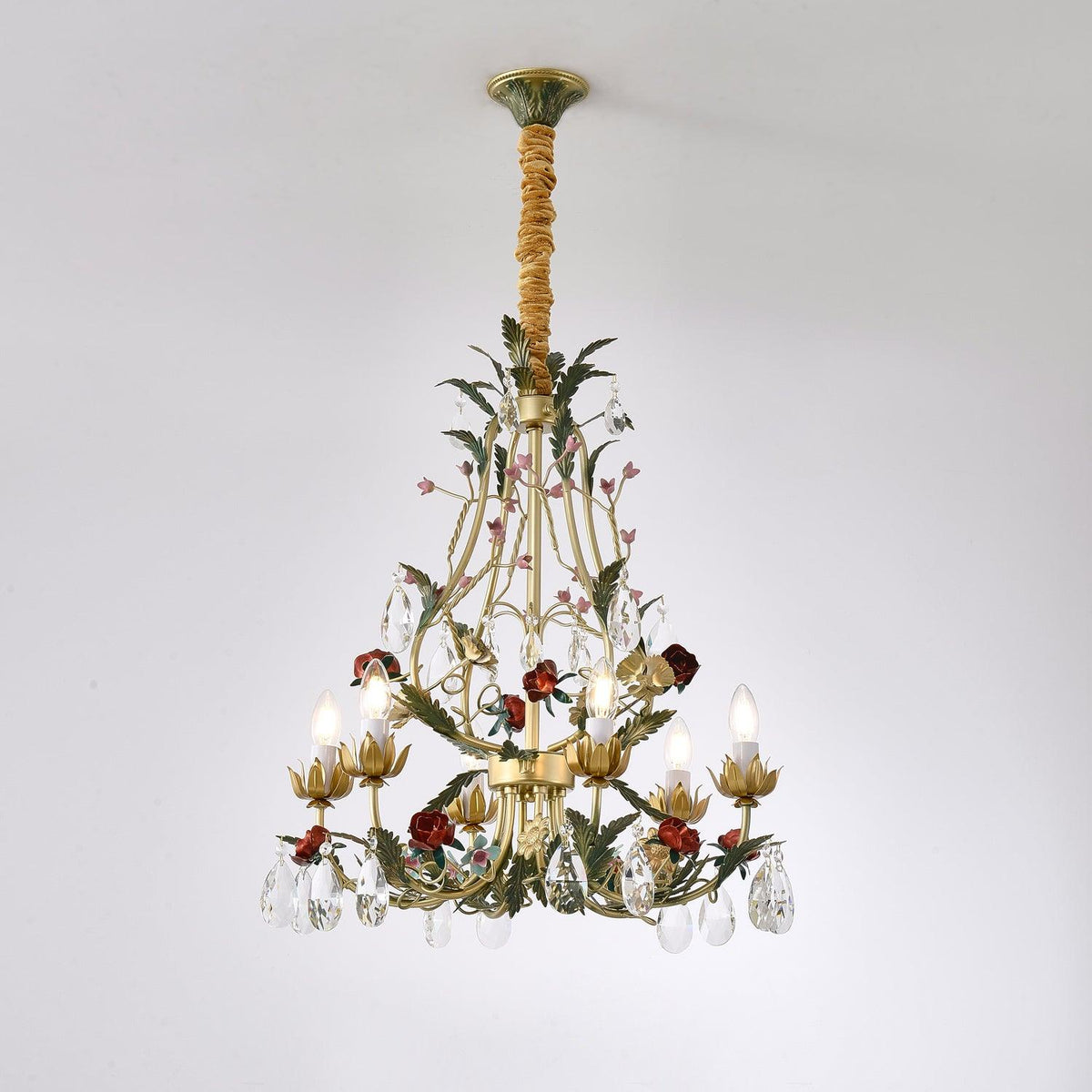 Lustra Lustre Laiton Florale Rose Cristal Bougie - Neutralighting