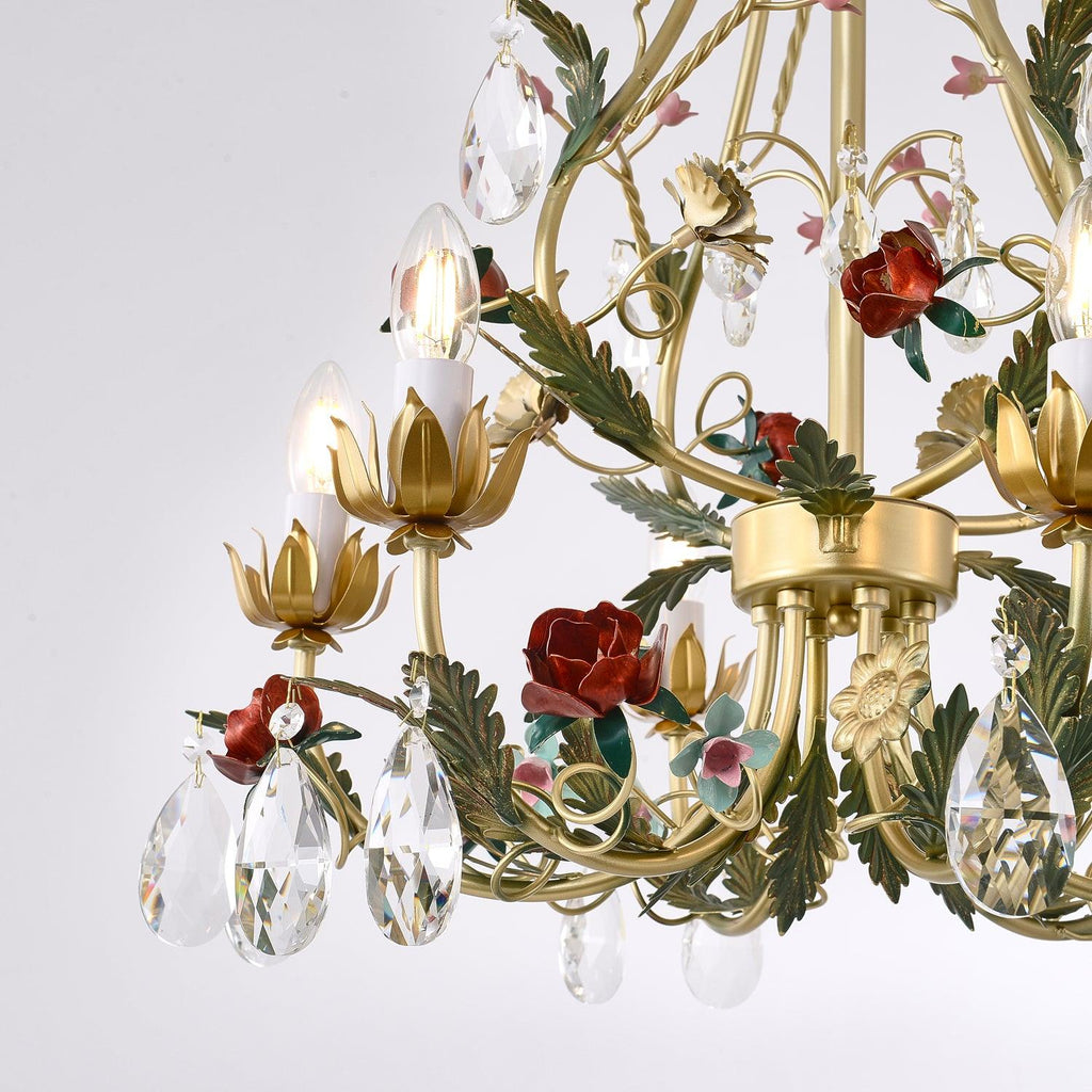 Lustra Lustre Laiton Florale Rose Cristal Bougie - Neutralighting
