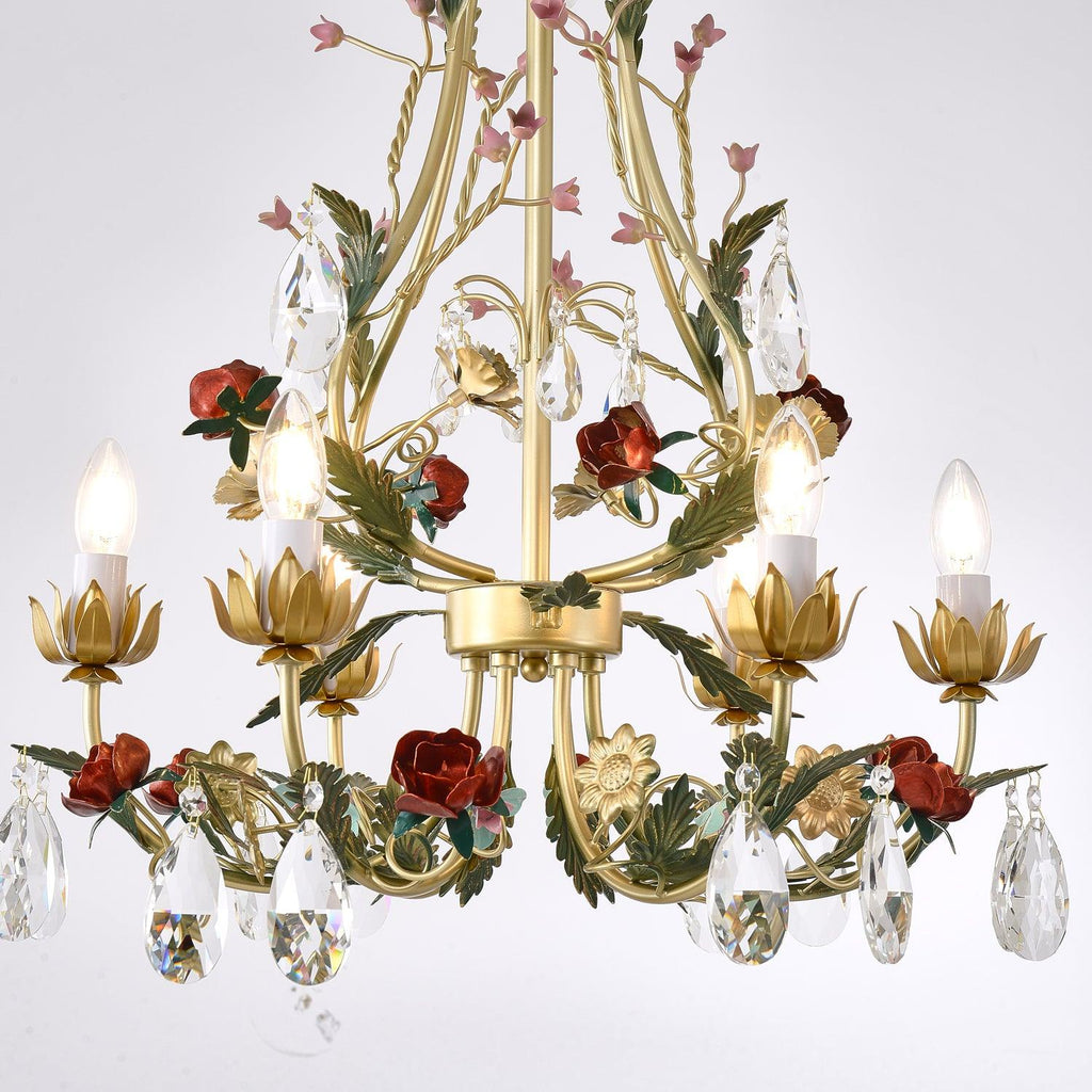 Lustra Lustre Laiton Florale Rose Cristal Bougie - Neutralighting