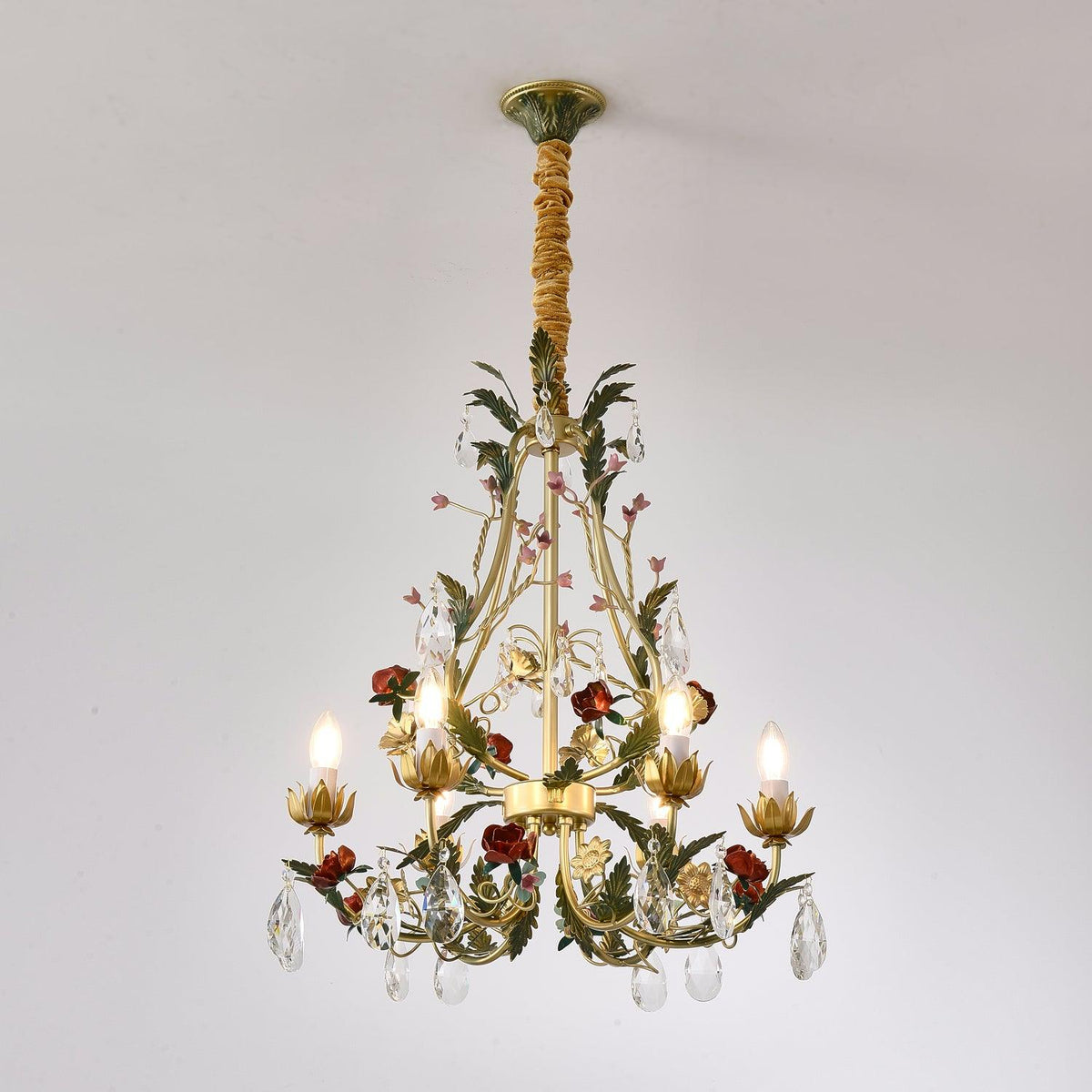 Lustra Lustre Laiton Florale Rose Cristal Bougie - Neutralighting