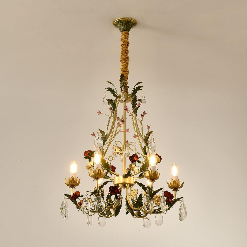 Lustra Lustre Laiton Florale Rose Cristal Bougie - Neutralighting