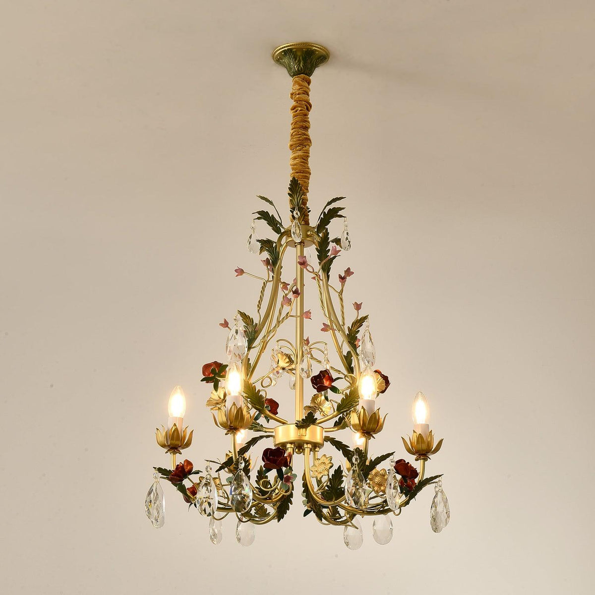 Lustra Lustre Laiton Florale Rose Cristal Bougie - Neutralighting