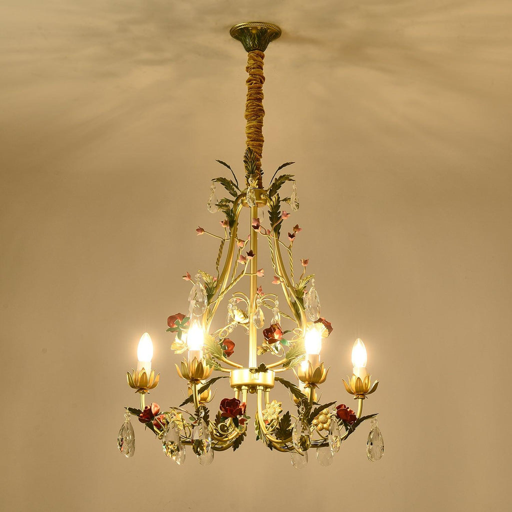 Lustra Lustre Laiton Florale Rose Cristal Bougie - Neutralighting