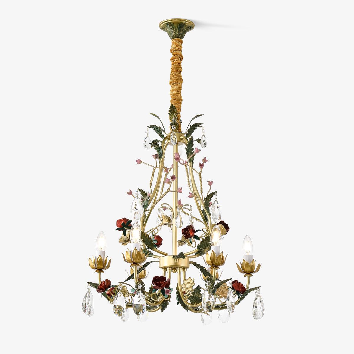 Lustra Lustre Laiton Florale Rose Cristal Bougie - Neutralighting