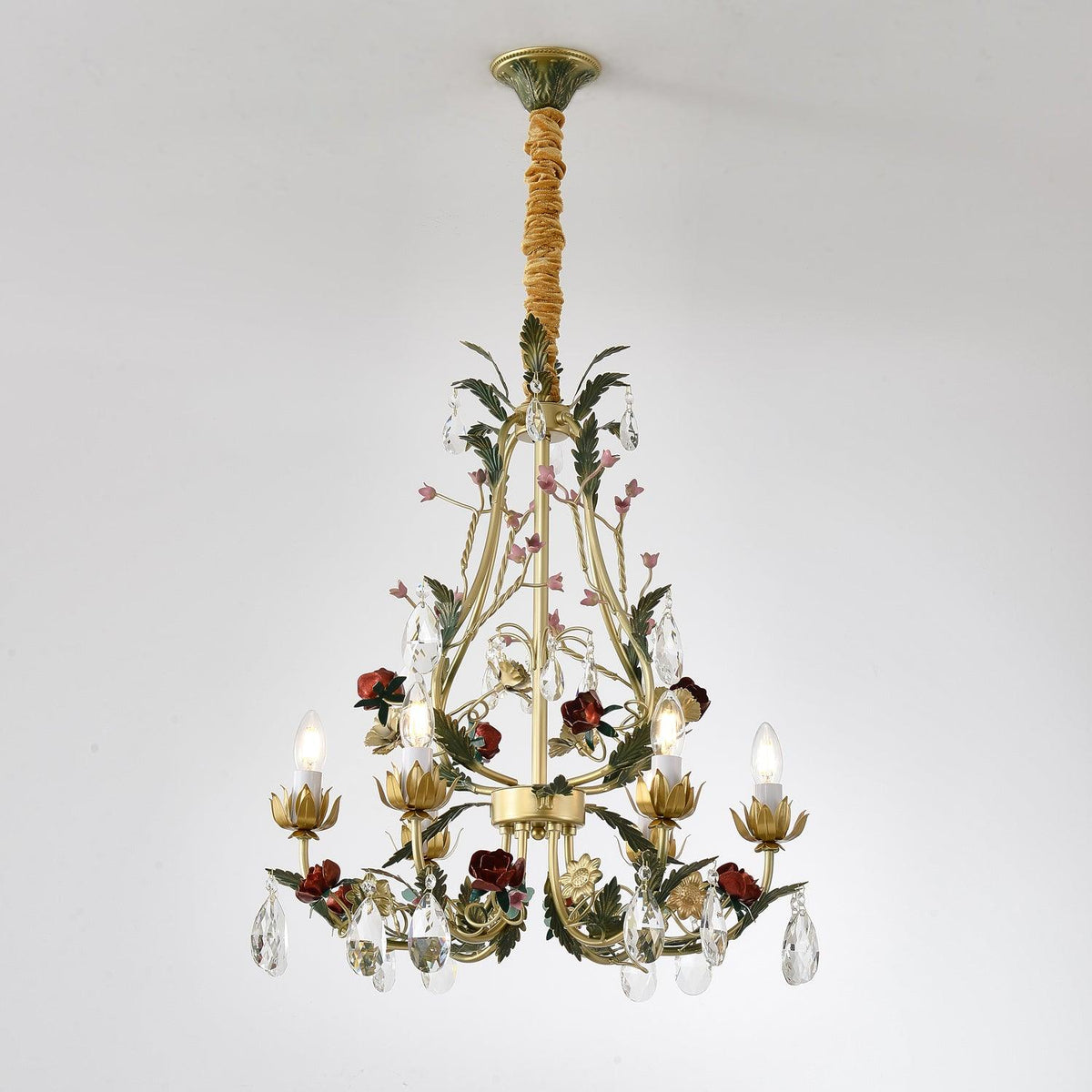 Lustra Lustre Laiton Florale Rose Cristal Bougie - Neutralighting