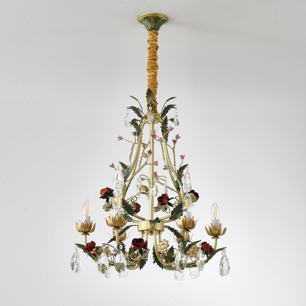 Lustra Lustre Laiton Florale Rose Cristal Bougie - Neutralighting