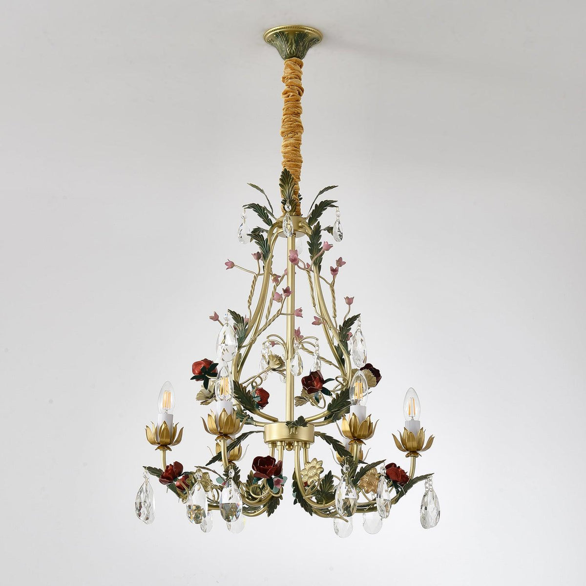 Lustra Lustre Laiton Florale Rose Cristal Bougie - Neutralighting