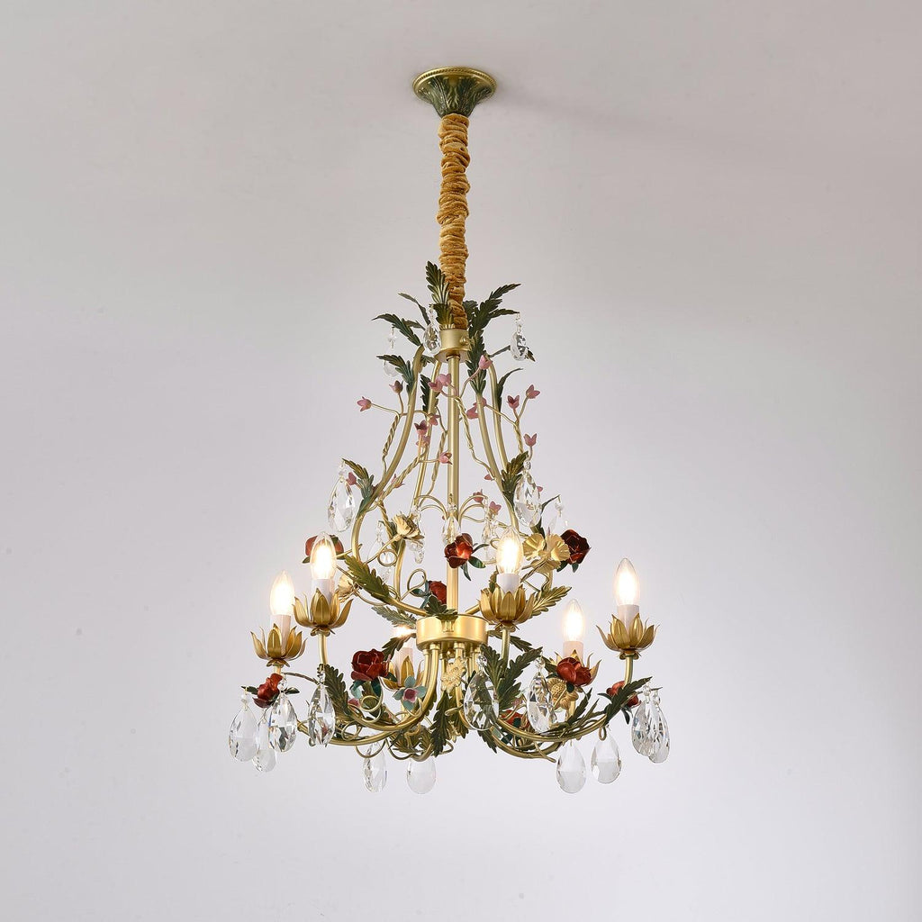 Lustra Lustre Laiton Florale Rose Cristal Bougie - Neutralighting