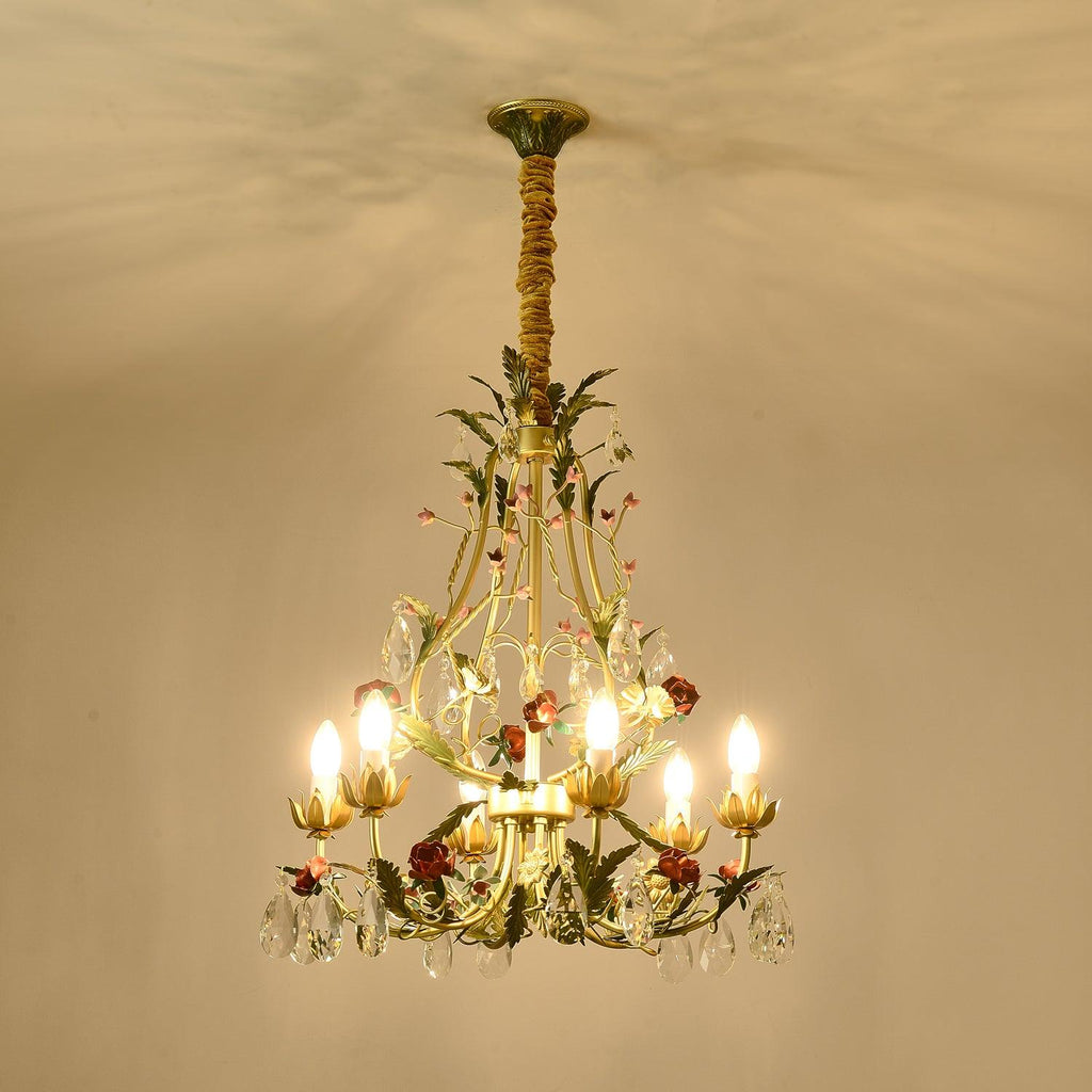 Lustra Lustre Laiton Florale Rose Cristal Bougie - Neutralighting