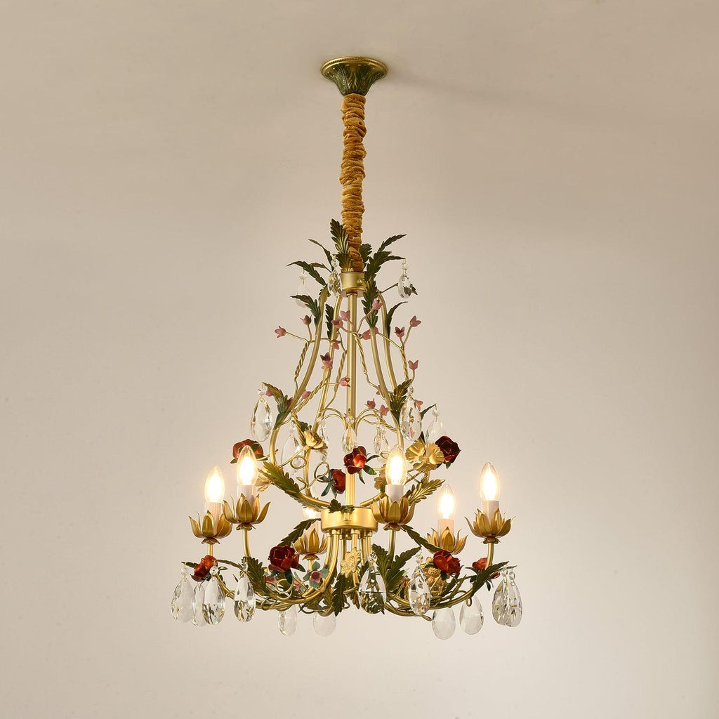 Lustra Lustre Laiton Florale Rose Cristal Bougie - Neutralighting