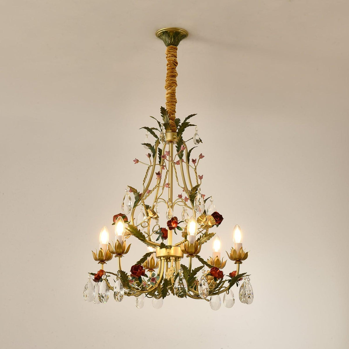 Lustra Lustre Laiton Florale Rose Cristal Bougie - Neutralighting