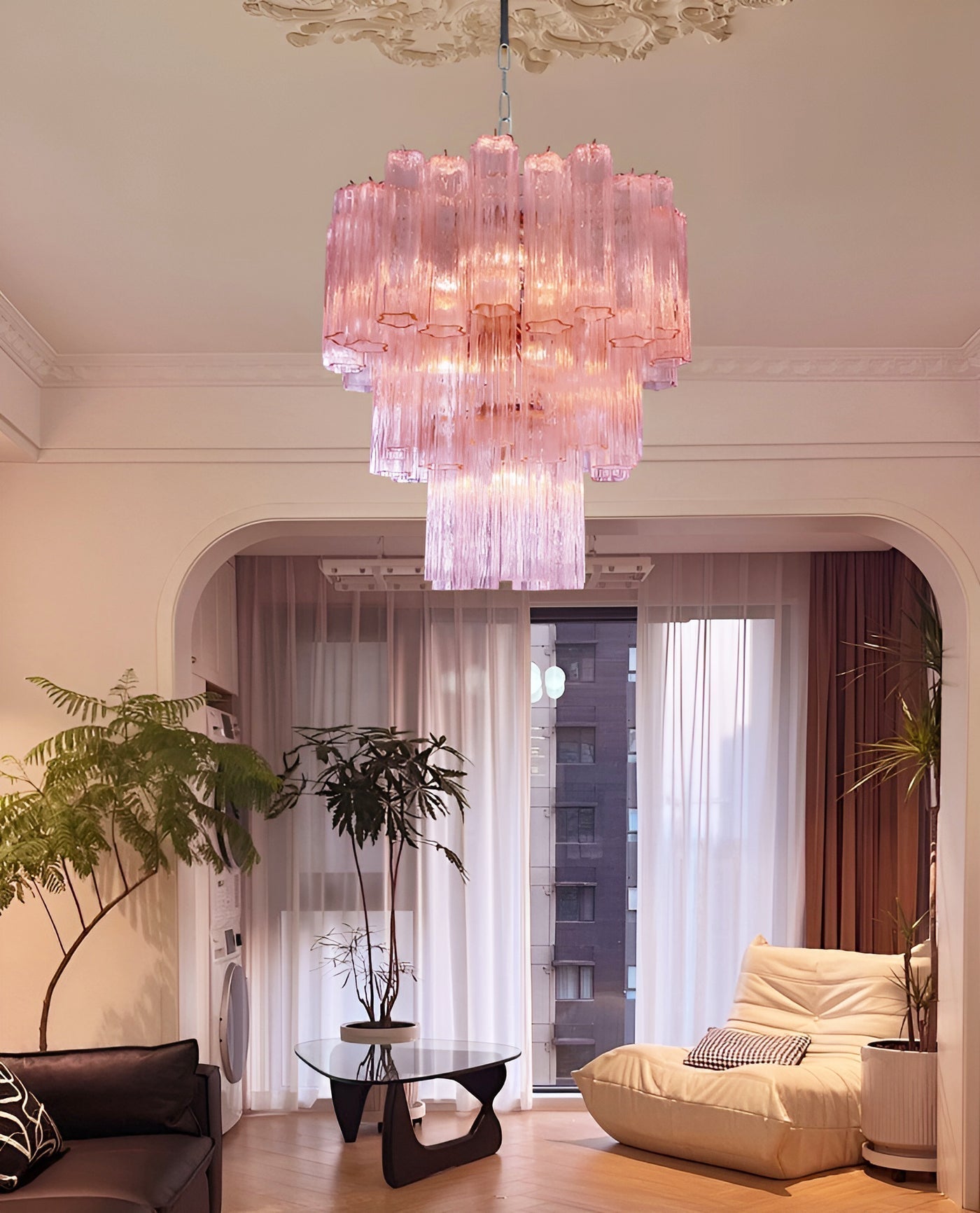 Aurora Lustre Rose Verre Tubes Superposé Moderne - Neutralighting