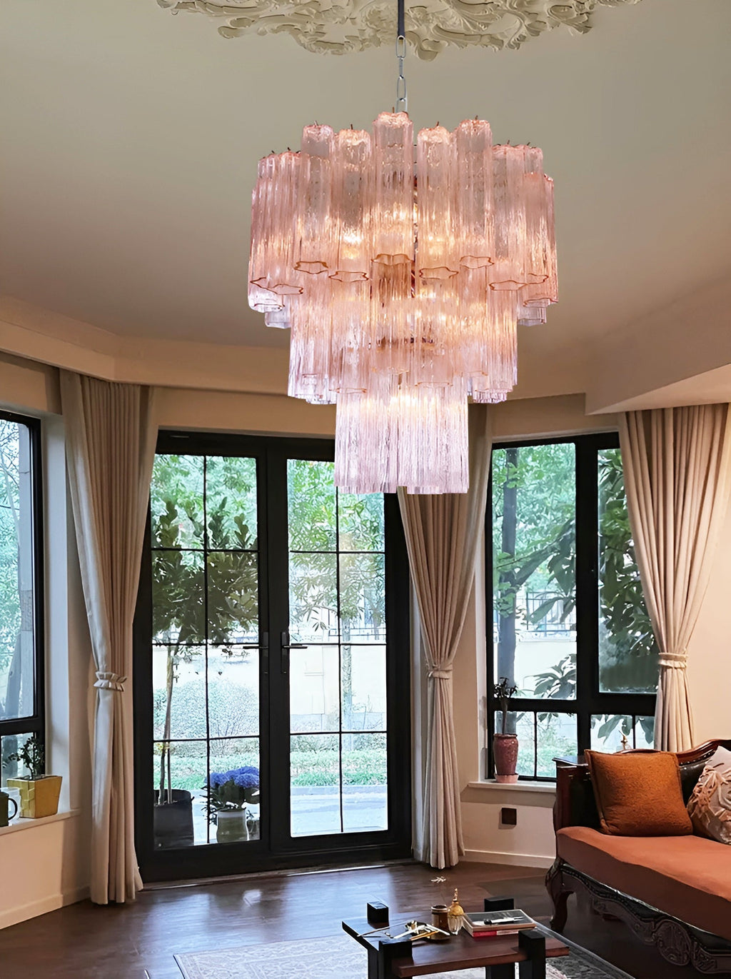 Aurora Lustre Rose Verre Tubes Superposé Moderne - Neutralighting