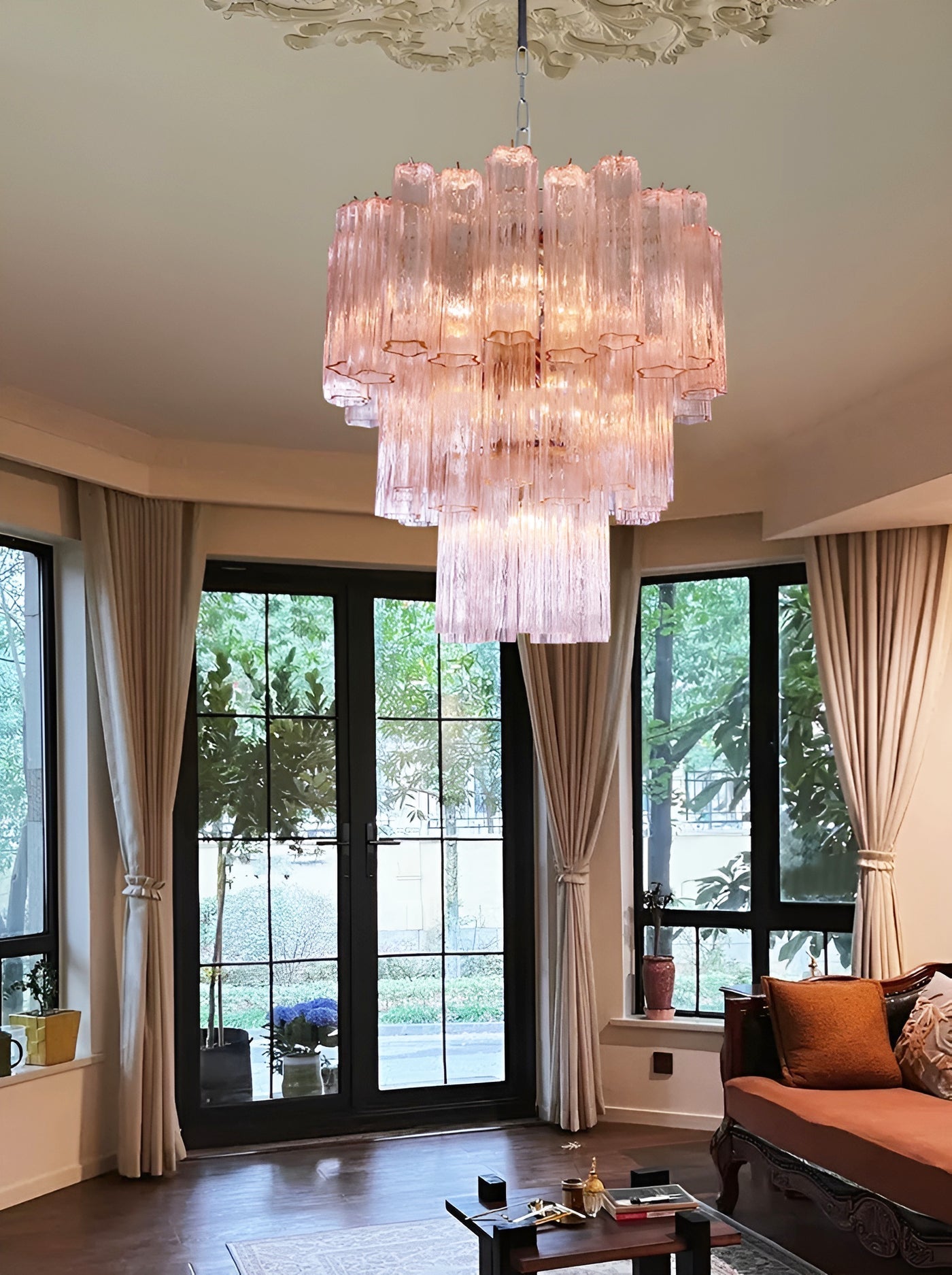 Aurora Lustre Rose Verre Tubes Superposé Moderne - Neutralighting