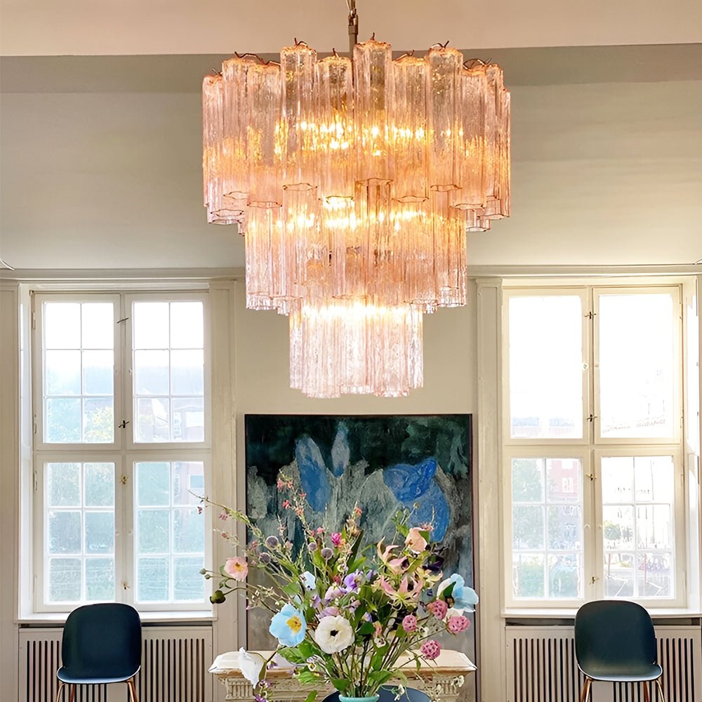 Aurora Lustre Rose Verre Tubes Superposé Moderne - Neutralighting