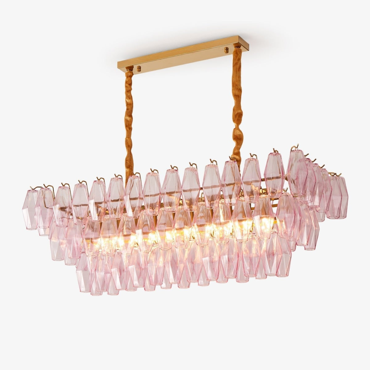 Aurora Lustre Rose Prisme Verre Rectangulaire Superposé - Neutralighting