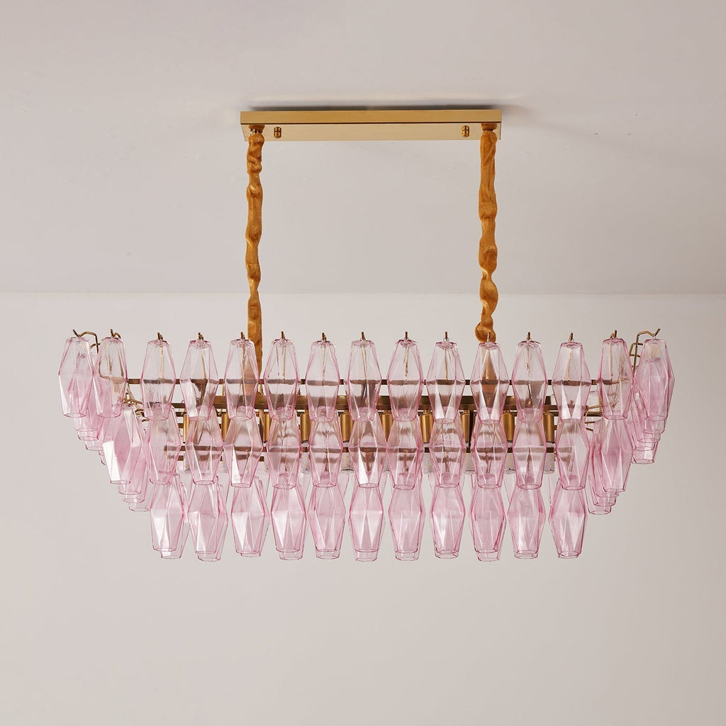 Aurora Lustre Rose Prisme Verre Rectangulaire Superposé - Neutralighting