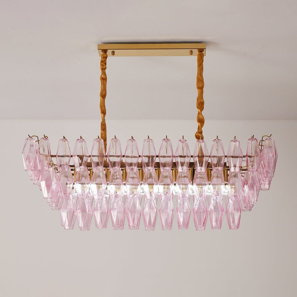 Aurora Lustre Rose Prisme Verre Rectangulaire Superposé - Neutralighting