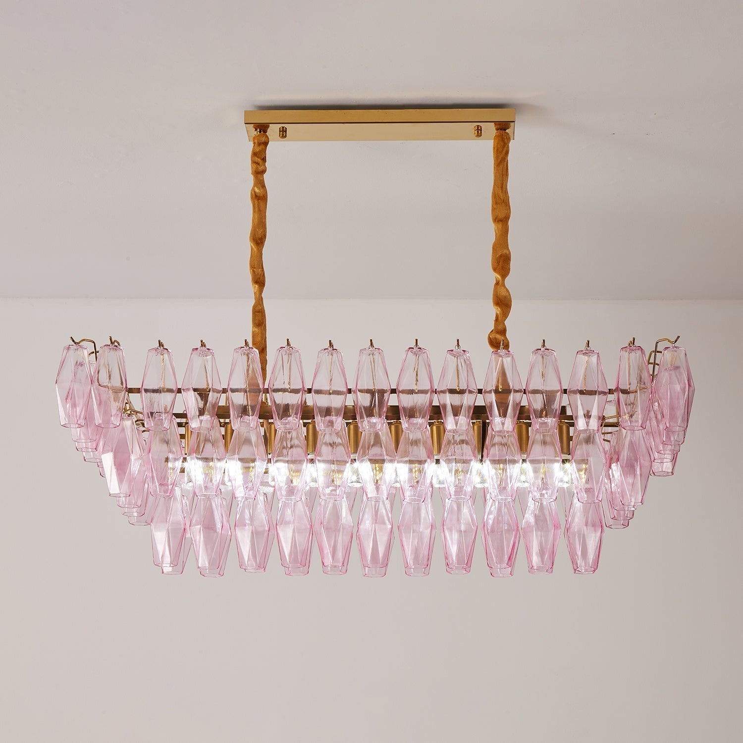 Aurora Lustre Rose Prisme Verre Rectangulaire Superposé - Neutralighting