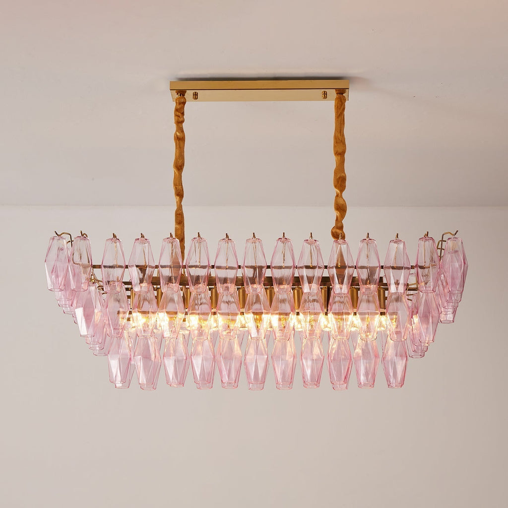 Aurora Lustre Rose Prisme Verre Rectangulaire Superposé - Neutralighting