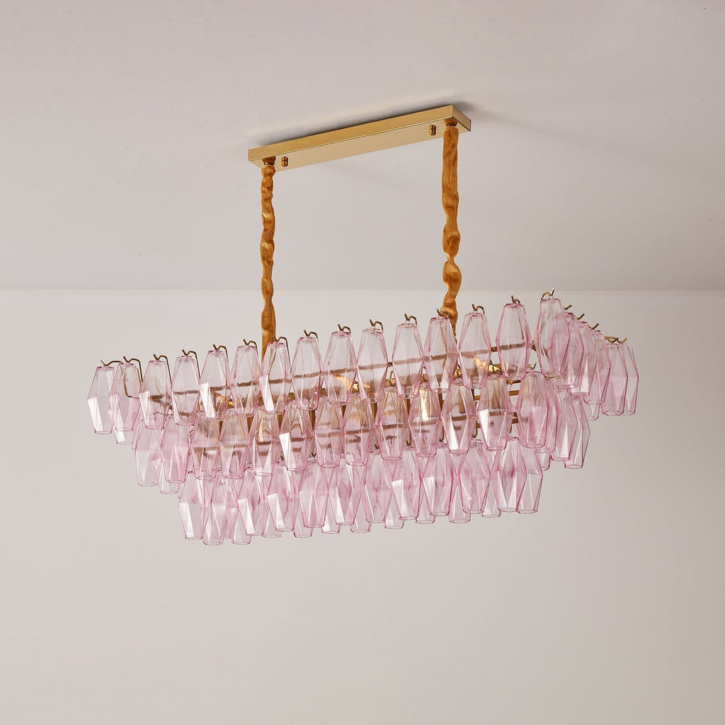 Aurora Lustre Rose Prisme Verre Rectangulaire Superposé - Neutralighting