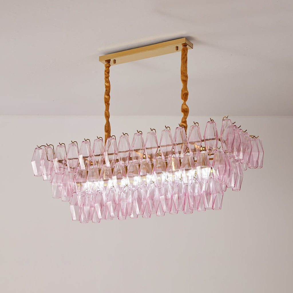 Aurora Lustre Rose Prisme Verre Rectangulaire Superposé - Neutralighting