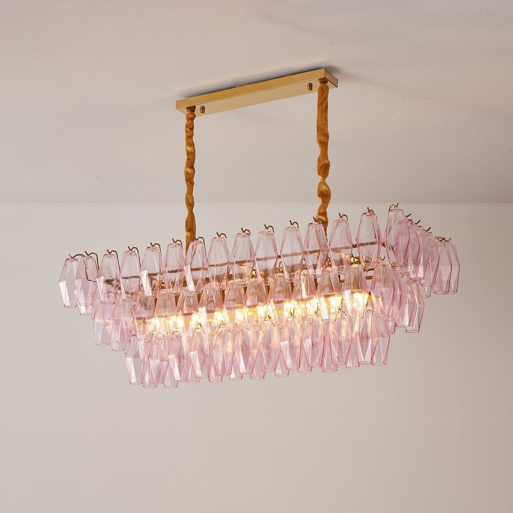 Aurora Lustre Rose Prisme Verre Rectangulaire Superposé - Neutralighting