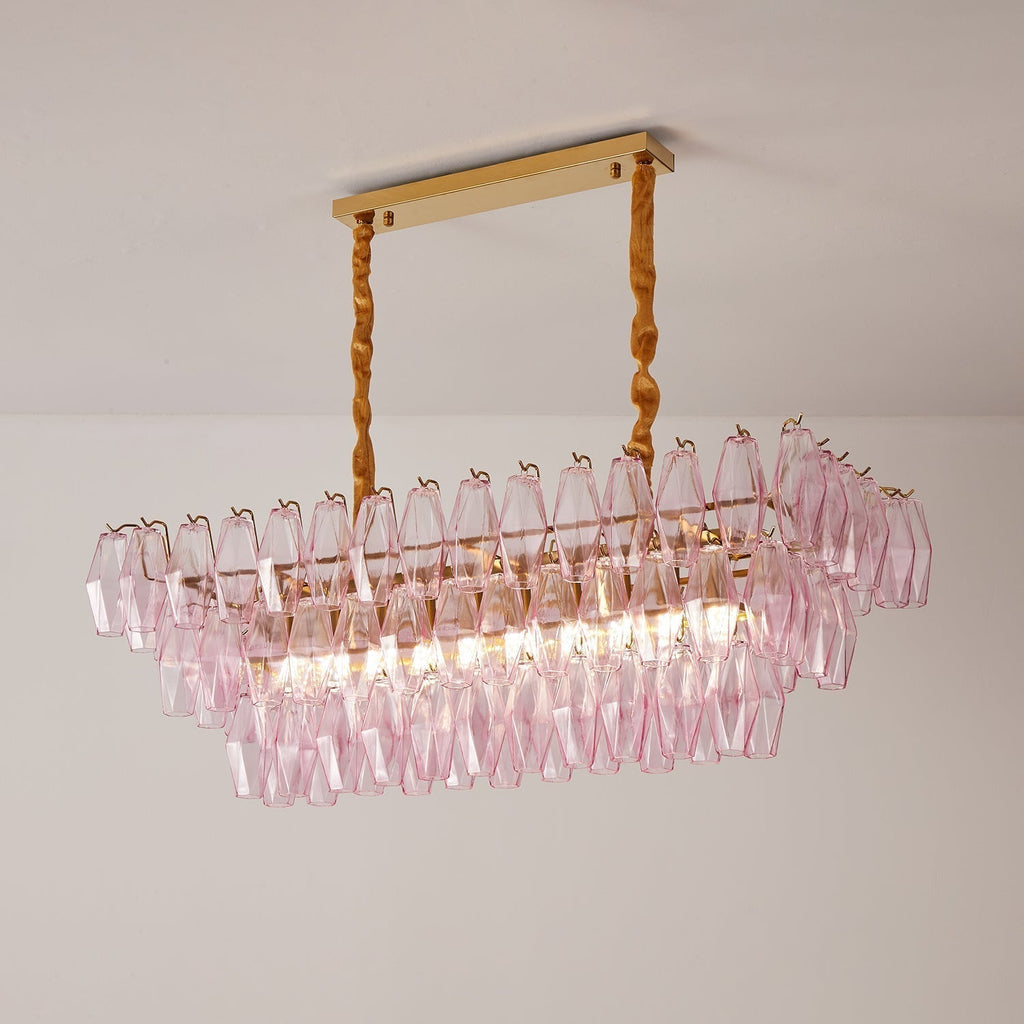 Aurora Lustre Rose Prisme Verre Rectangulaire Superposé - Neutralighting