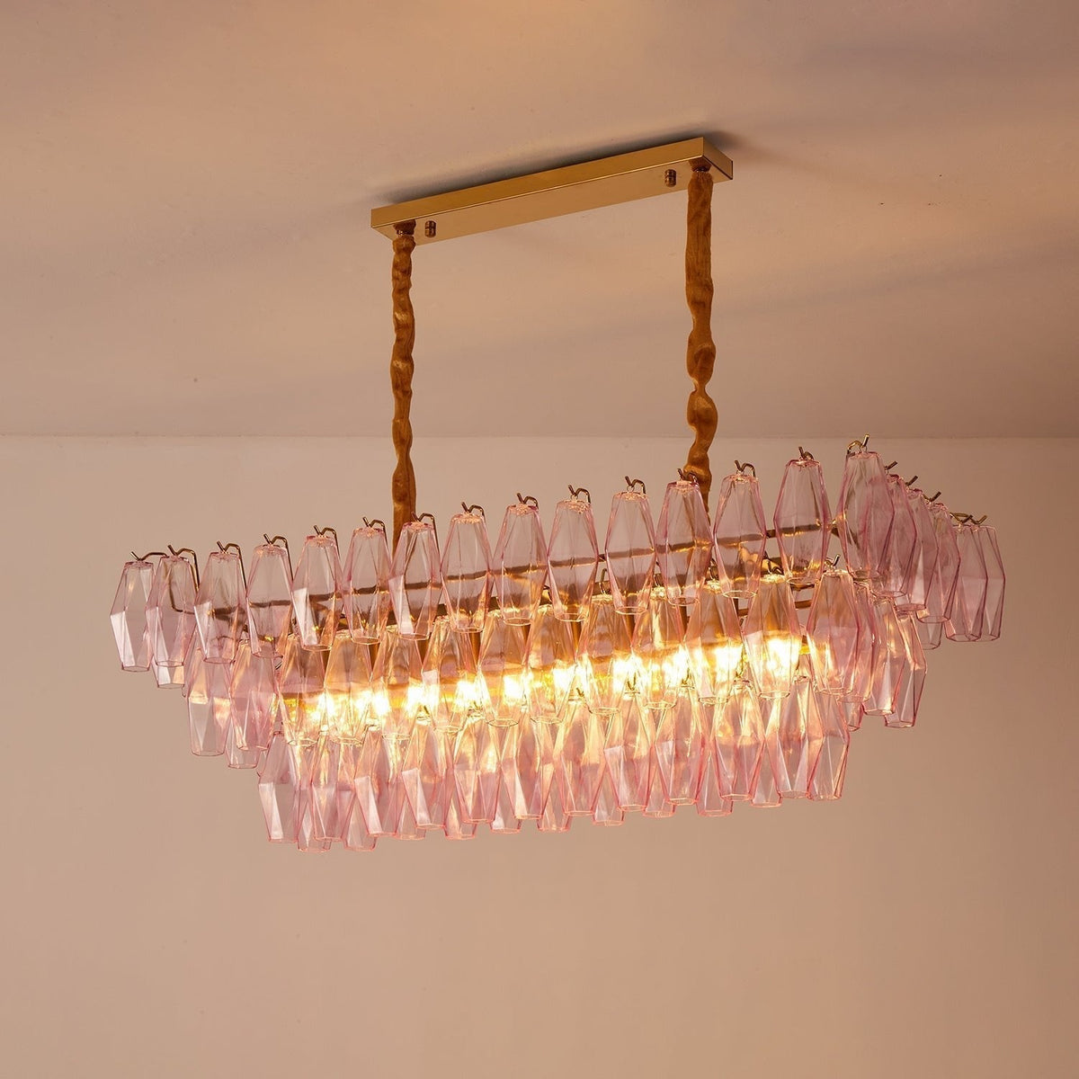 Aurora Lustre Rose Prisme Verre Rectangulaire Superposé - Neutralighting