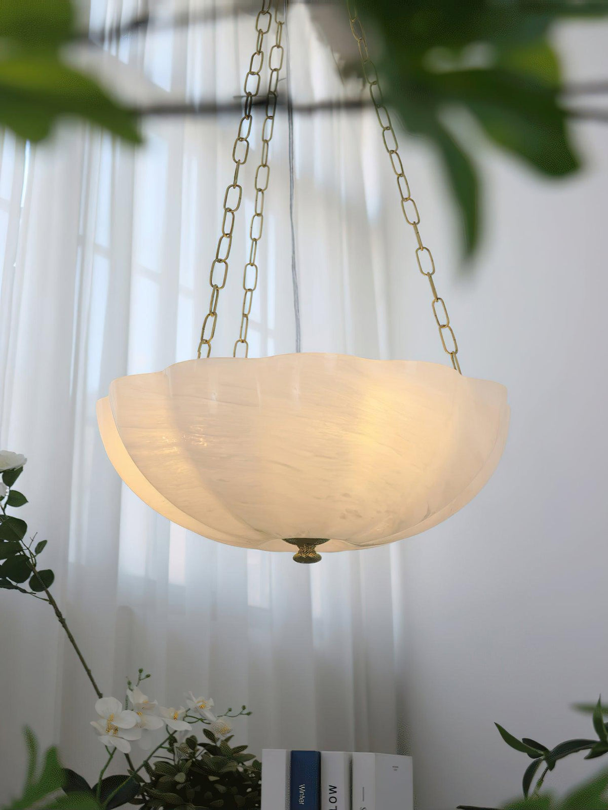 Lustra Lustre Verre Bol Laiton Chaîne - Neutralighting