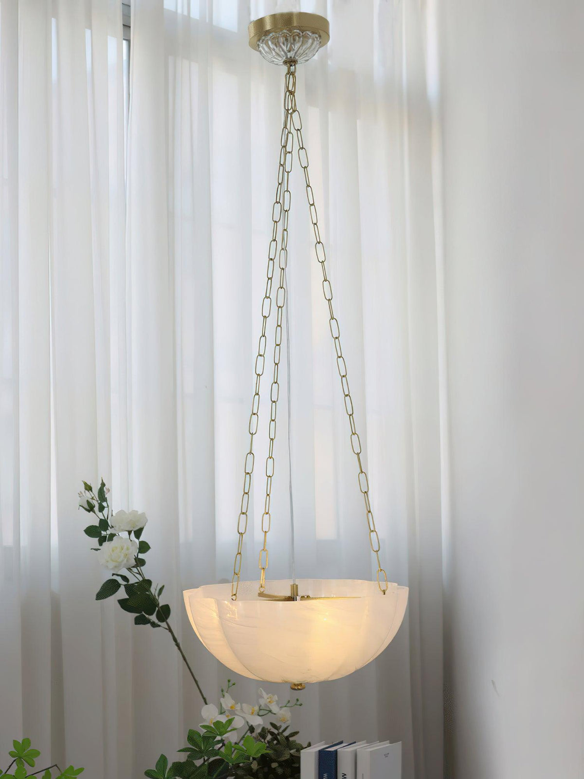 Lustra Lustre Verre Bol Laiton Chaîne - Neutralighting
