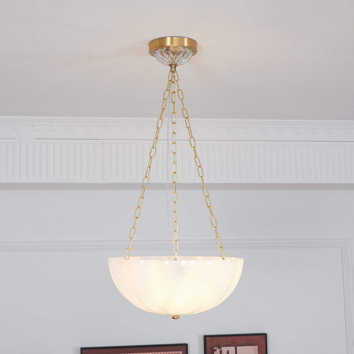 Lustra Lustre Verre Bol Laiton Chaîne - Neutralighting