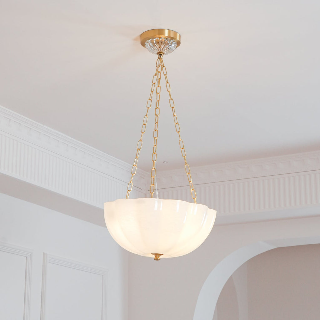 Lustra Lustre Verre Bol Laiton Chaîne - Neutralighting