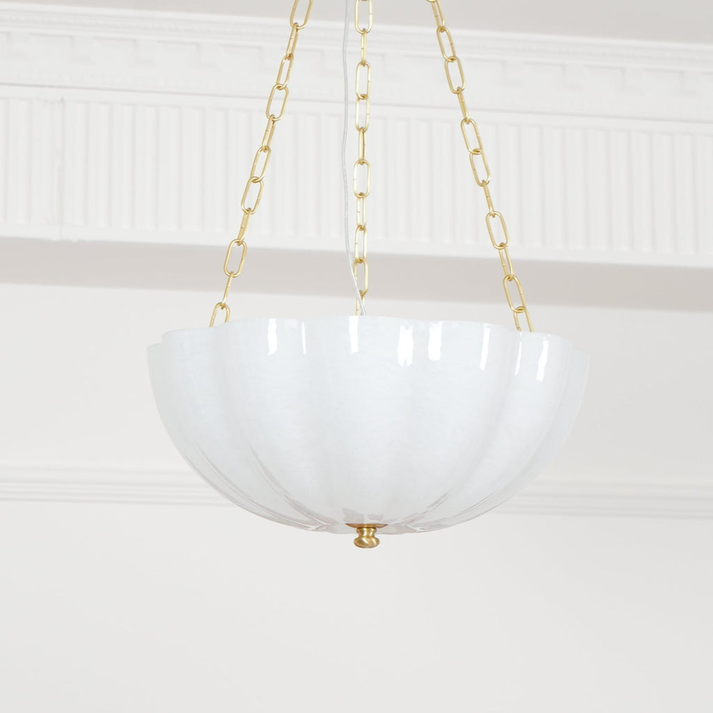 Lustra Lustre Verre Bol Laiton Chaîne - Neutralighting