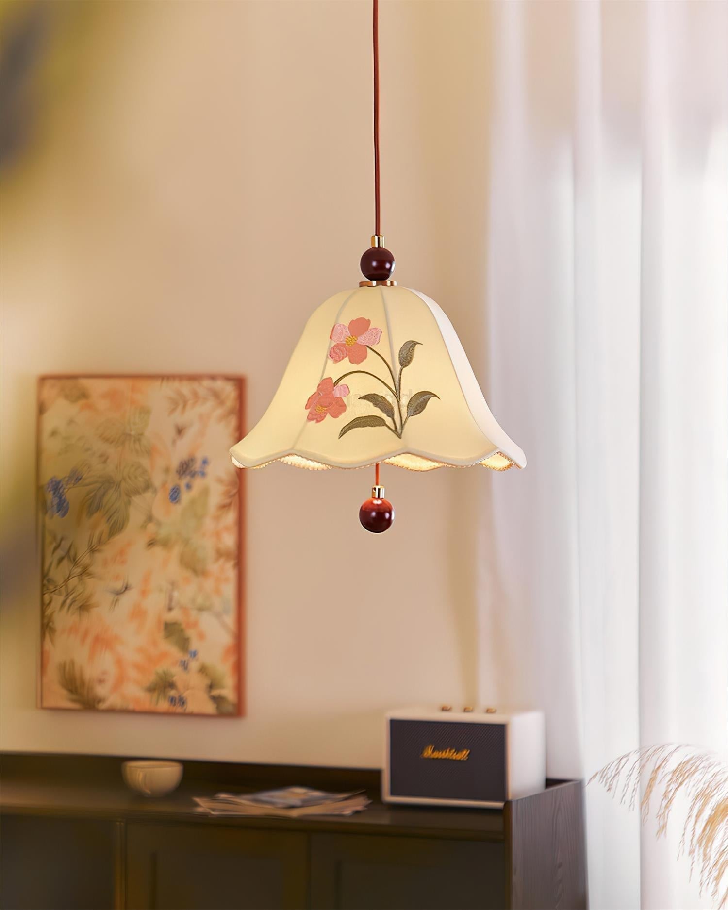 Roselle Lampe Pendante Élégance Florale Brodée - Neutralighting