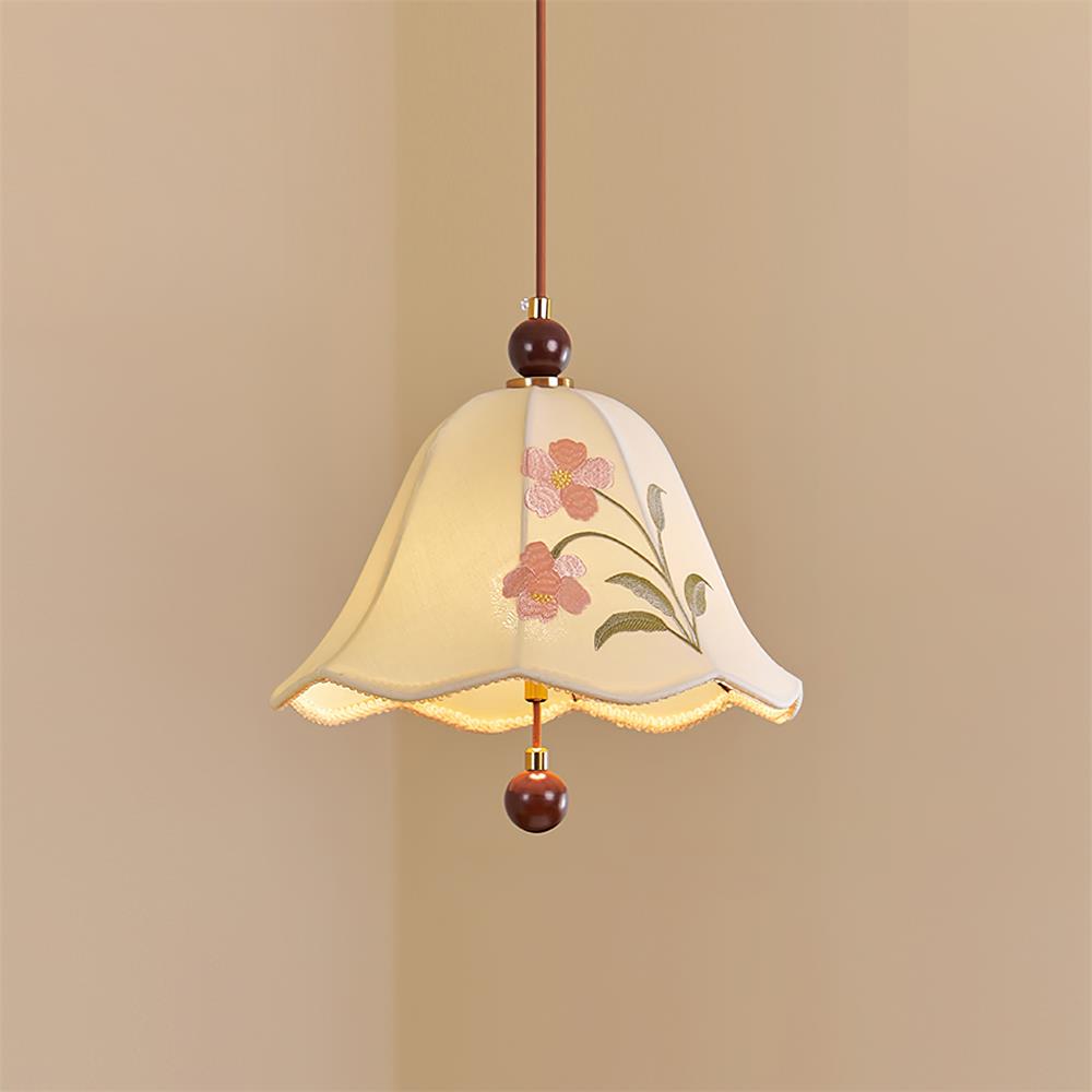 Roselle Lampe Pendante Élégance Florale Brodée - Neutralighting