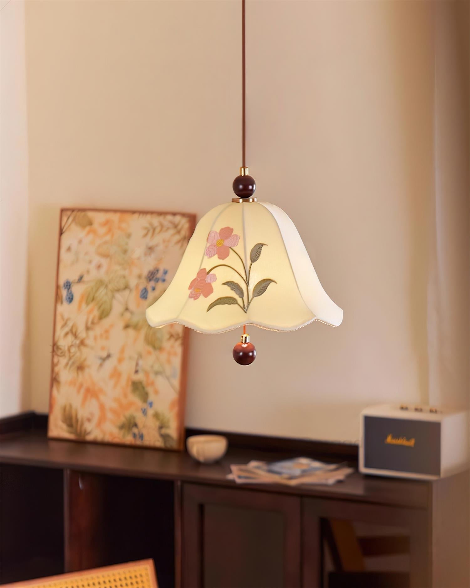 Roselle Lampe Pendante Élégance Florale Brodée - Neutralighting