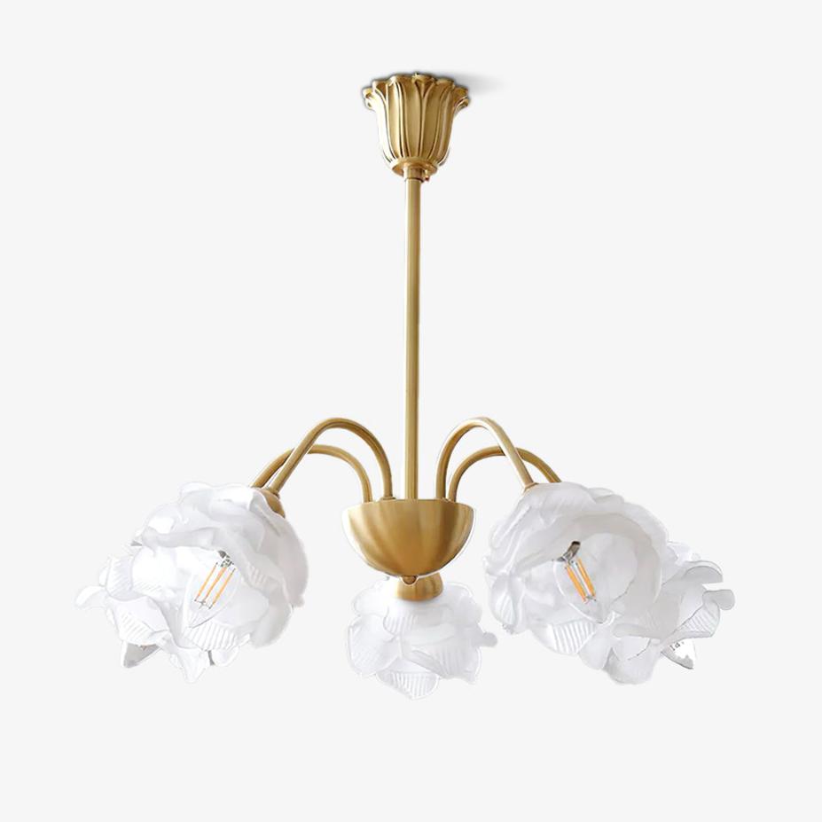 Lustra Chandelier Laiton Verre Rose Floral - Neutralighting